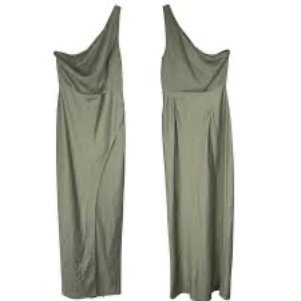 BHLDN moss/sage side-slit ankle-length gown
